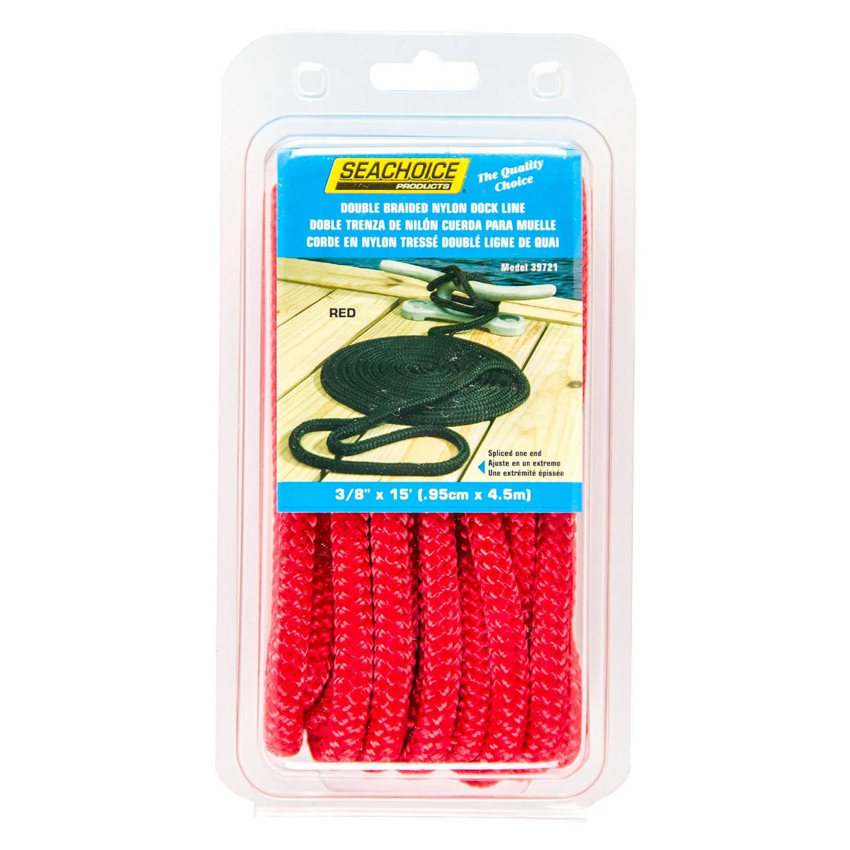 Seachoice Premium Double Braided Nylon Tie Down Cap, Black, 3/8" x 15'