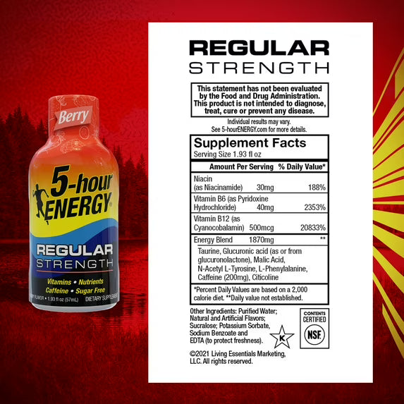 5-hour ENERGY Shot, Regular Strength, Berry, 1-Count