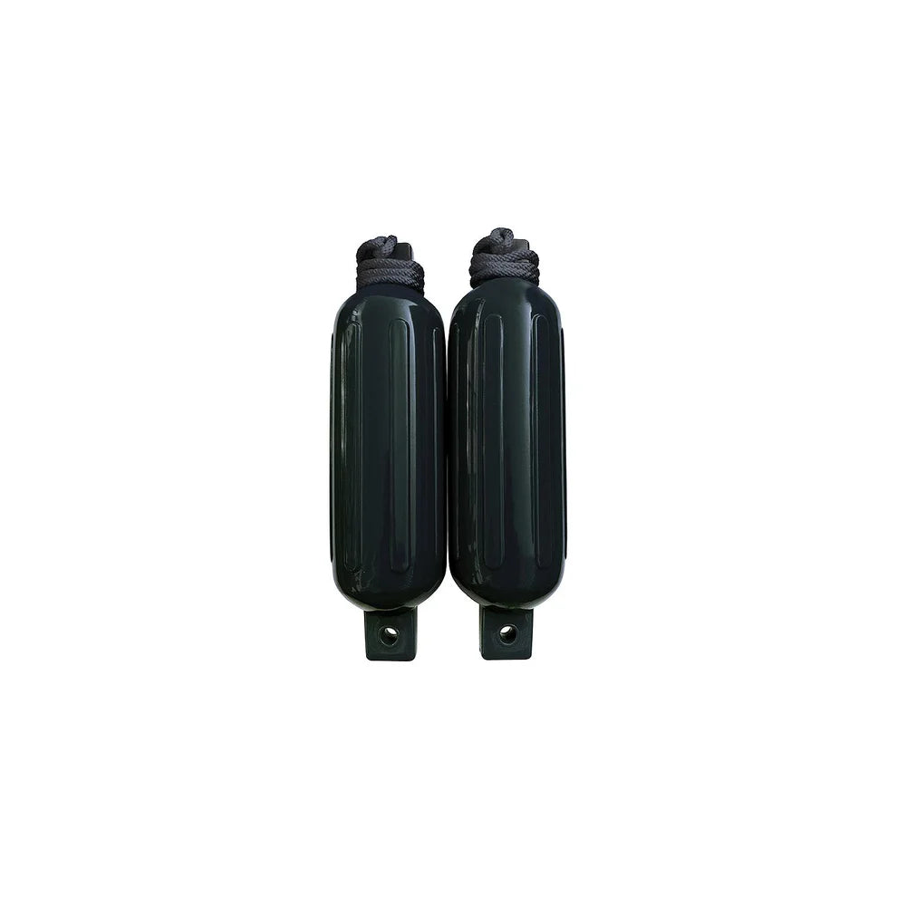 Twin Eye Ribbed Fender Kit (2) 6.5in x 23in Black w/ Lines - Seachoice