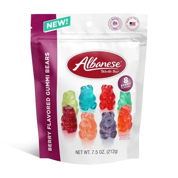 Albanese World's Best 8 Berry Flavored Gummi Bears, Gluten Free, 7.5oz