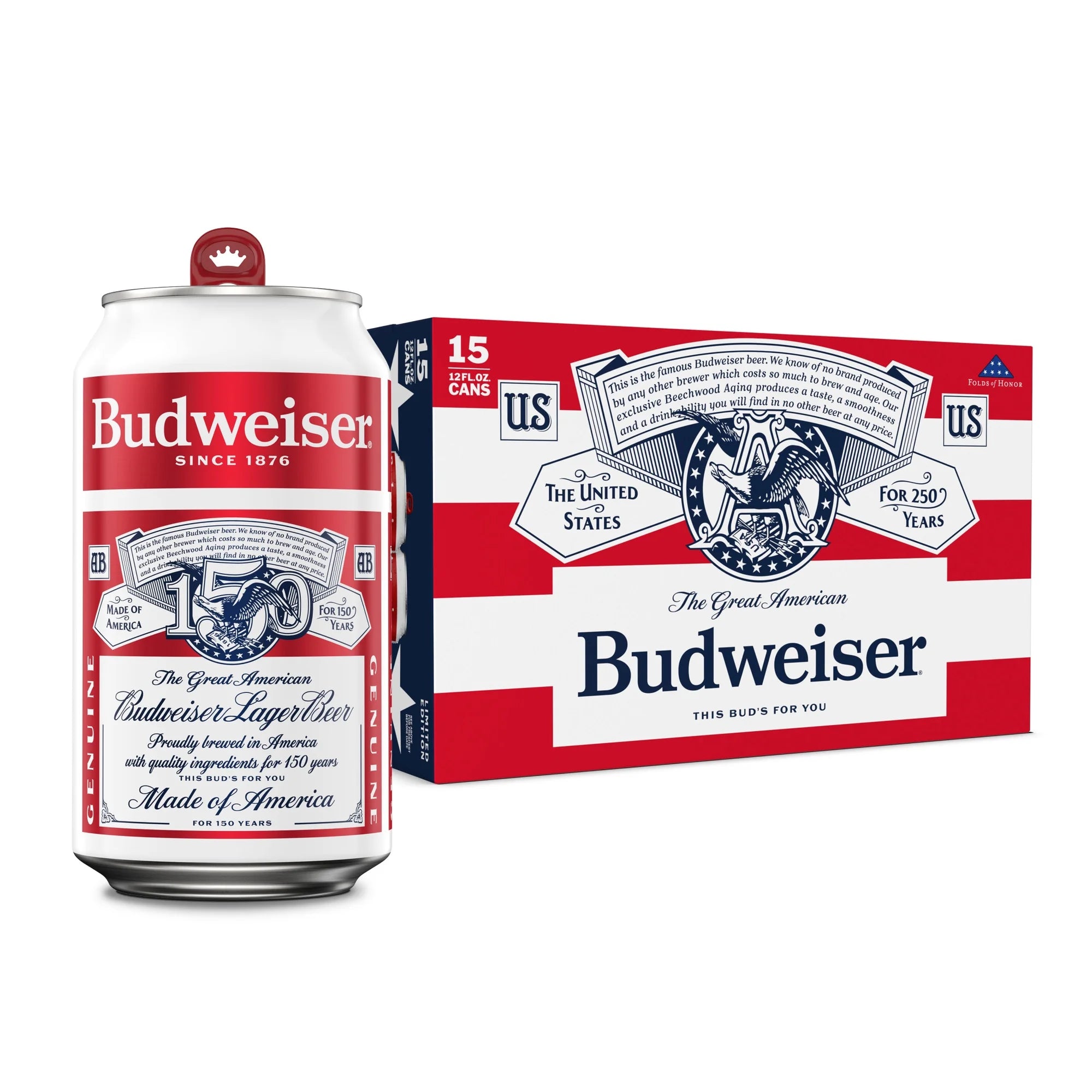 Budweiser American Lager Beer 15 pack 12 fl oz Aluminum Cans 5% ABV