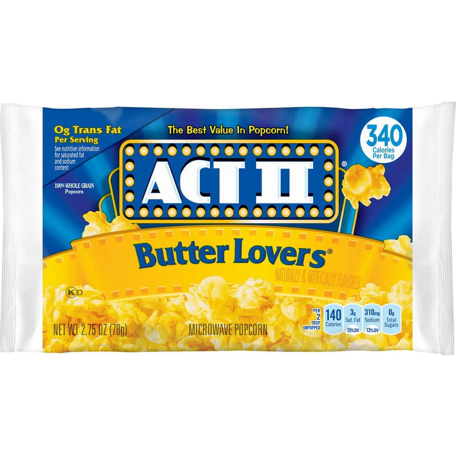 Act II Butter Lovers Microwave Popcorn, 2.75 oz