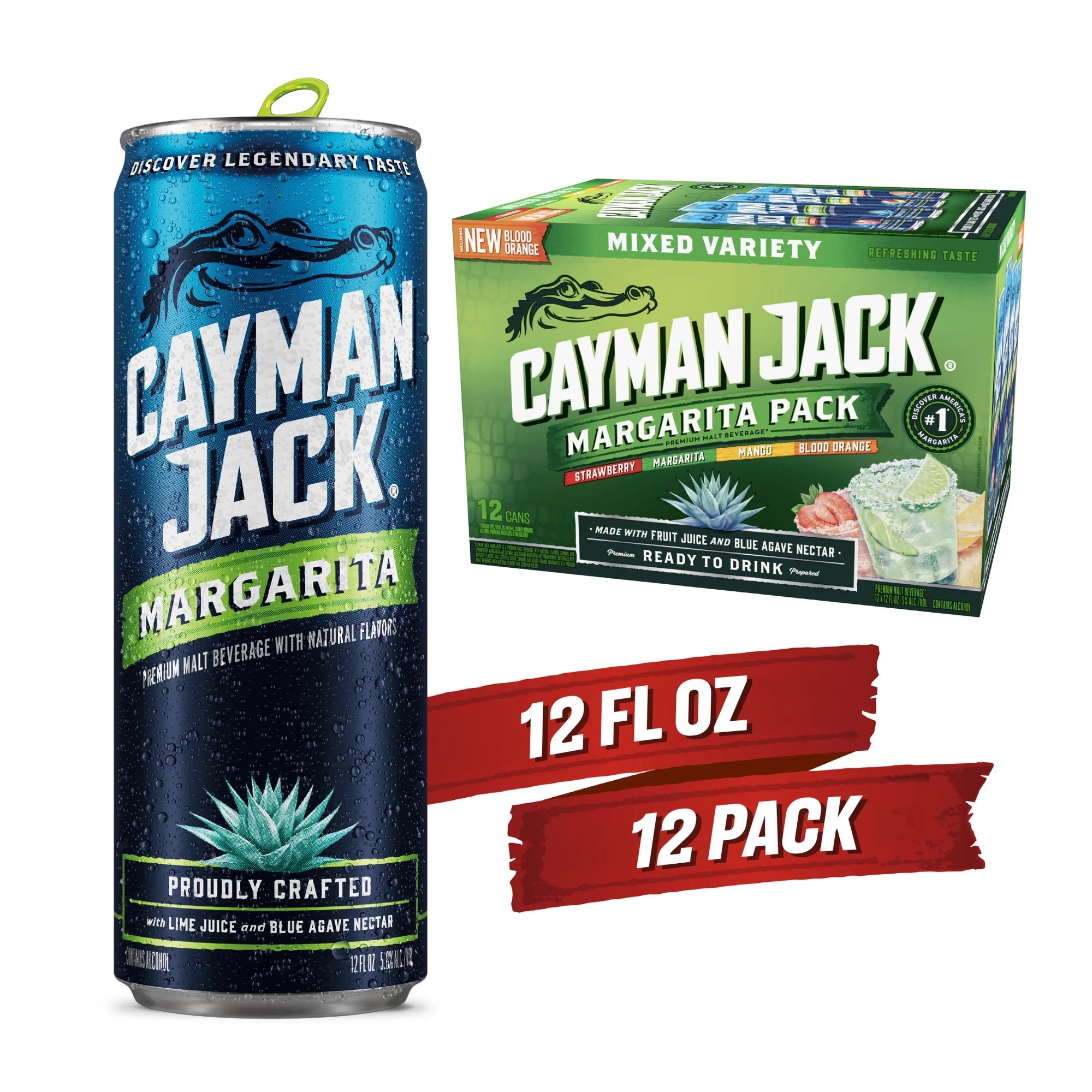 Cayman Jack Margarita Variety Pack, 12 Pack, 12 fl oz Cans, 5.8% ABV