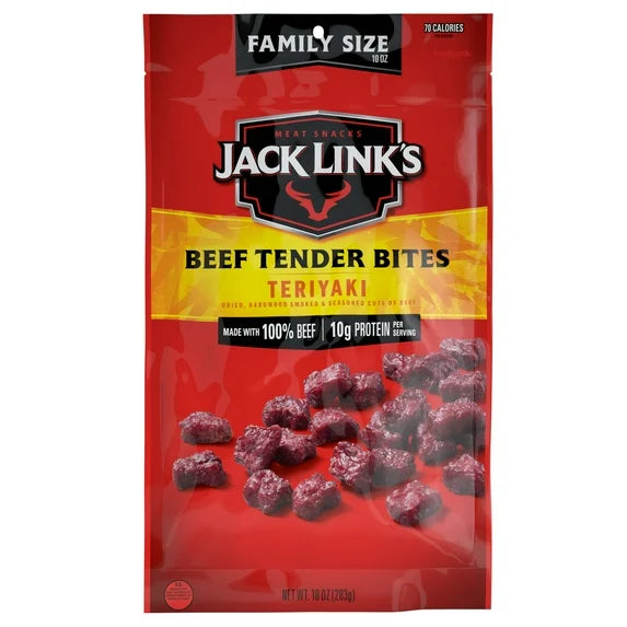Jack Link's Beef Teriyaki Tender Bites, Protein-Rich Snack, 2.85 oz Bag