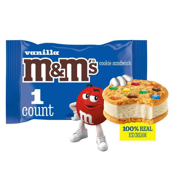 M&Ms Vanilla Ice Cream Cookie Sandwhich