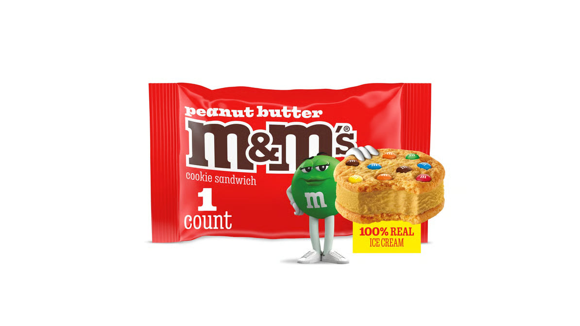 M&Ms Peanut Butter Ice Cream Cookie Sandwhich