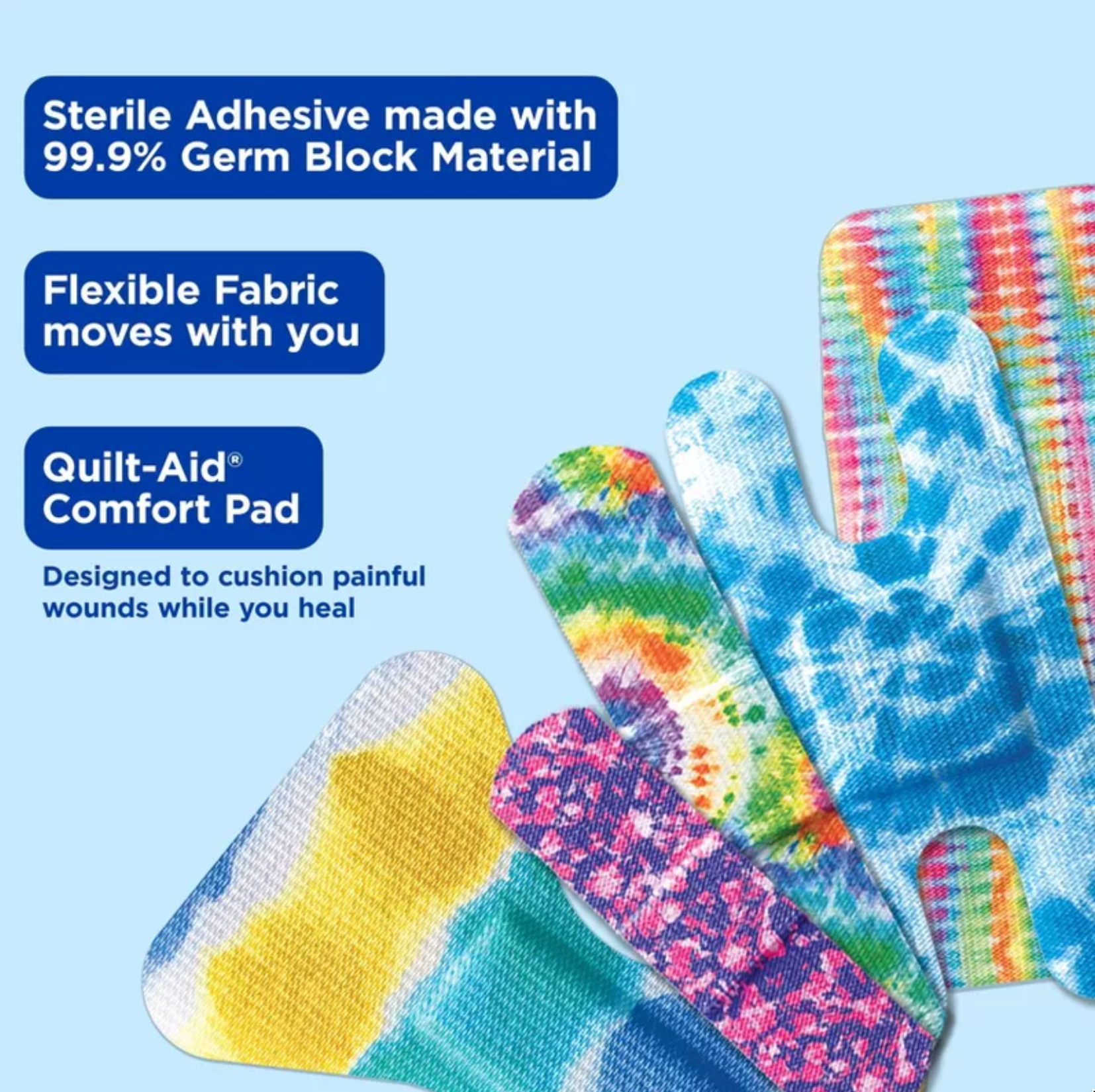 Band-Aid Brand Adhesive Flexible Fabric Tie Dye Bandages - 100ct