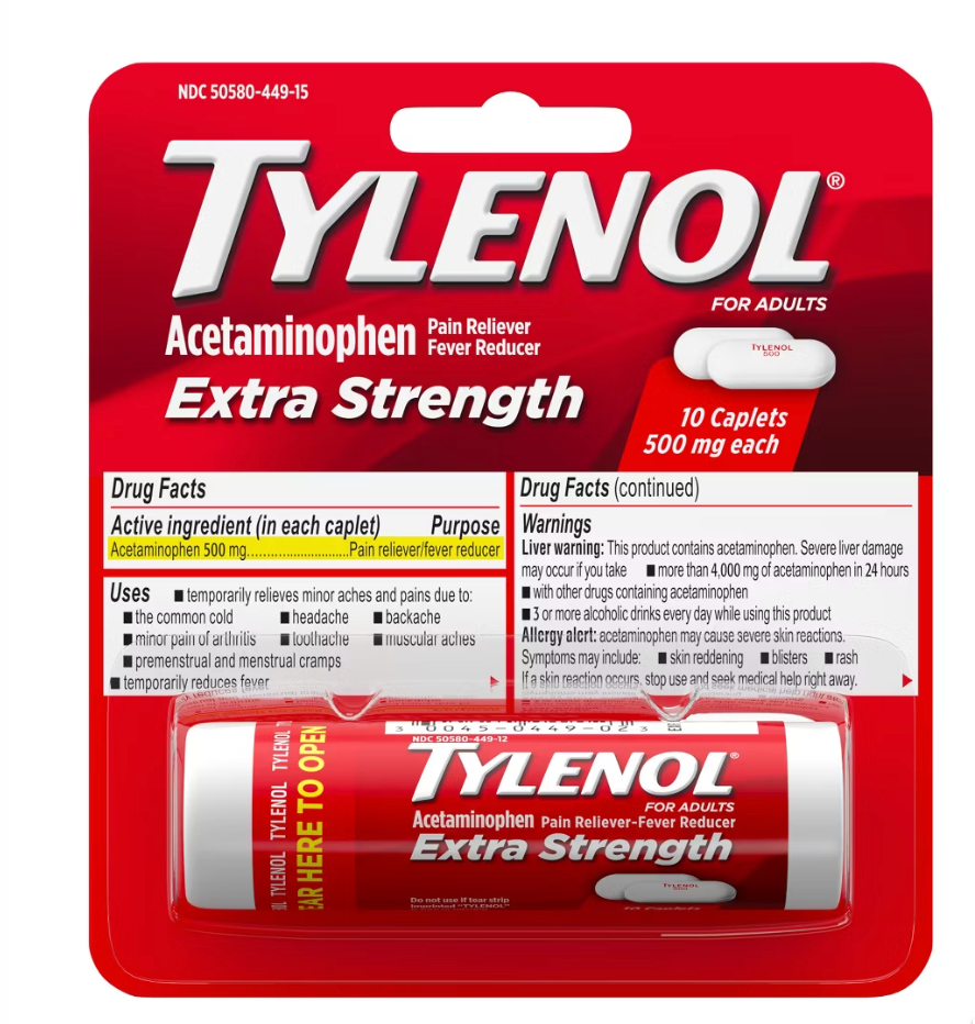 Tylenol Extra Strength Pain Reliever Caplets - Acetaminophen - 10ct