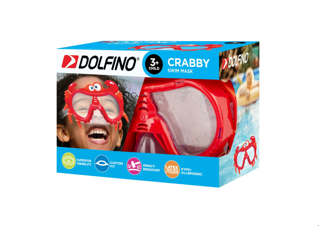 Dolfino Red Crabby Swim Goggle Mask, Unisex