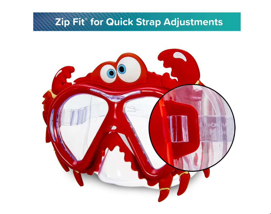 Dolfino Red Crabby Swim Goggle Mask, Unisex