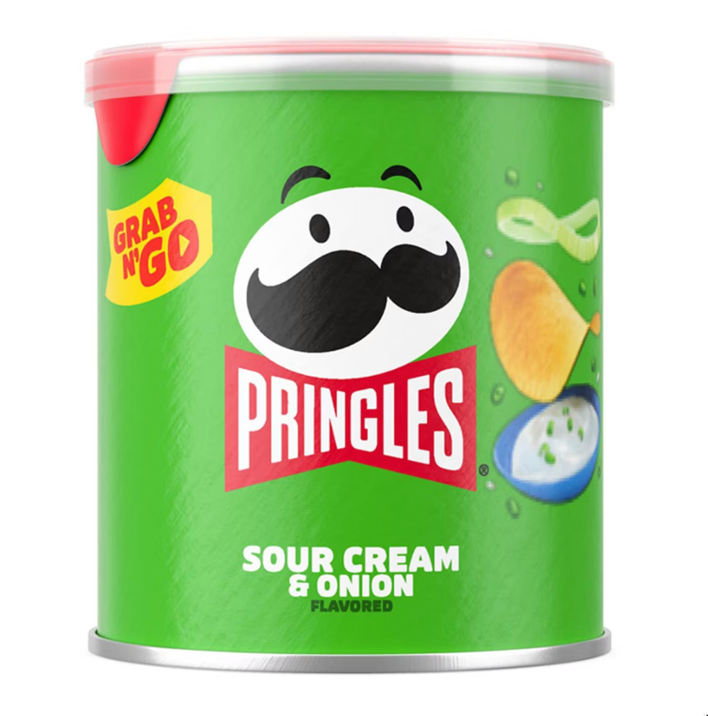 Pringles Potato Crisps Chips, Sour Cream and Onion, 1.4oz Can (1 Can)