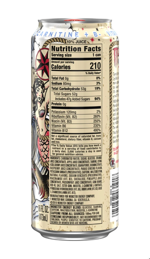 Juice Monster Energy Drink, Pacific Punch Flavor, 16 oz Can