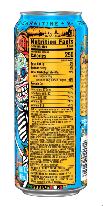 Monster Energy Juice, Mango Loco, Juice + Energy Drink, 16 Fl Oz