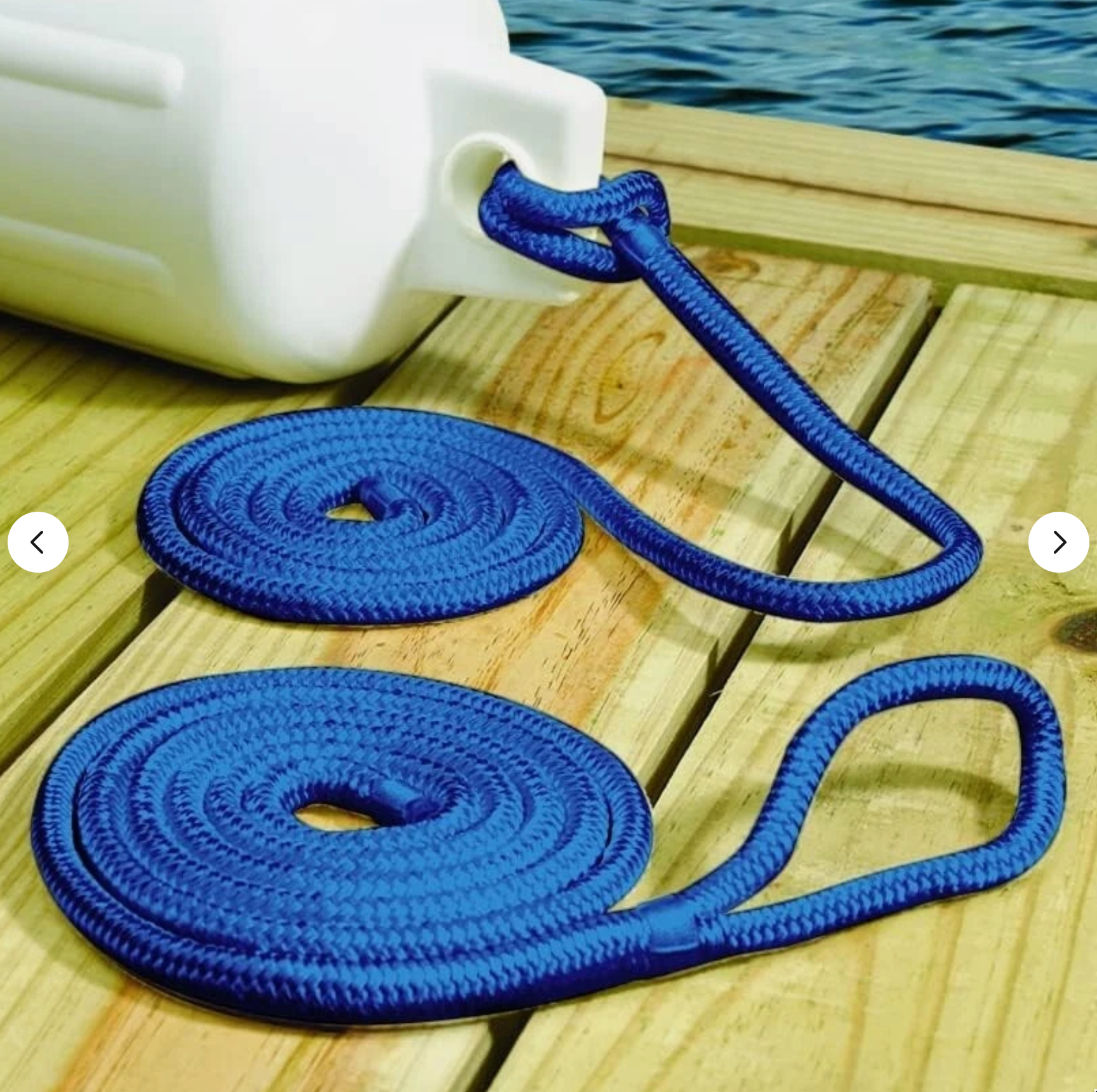 Seachoice Premium Double Braided Nylon Fender 2-Lines Rope with Eye 1/4" x 6'