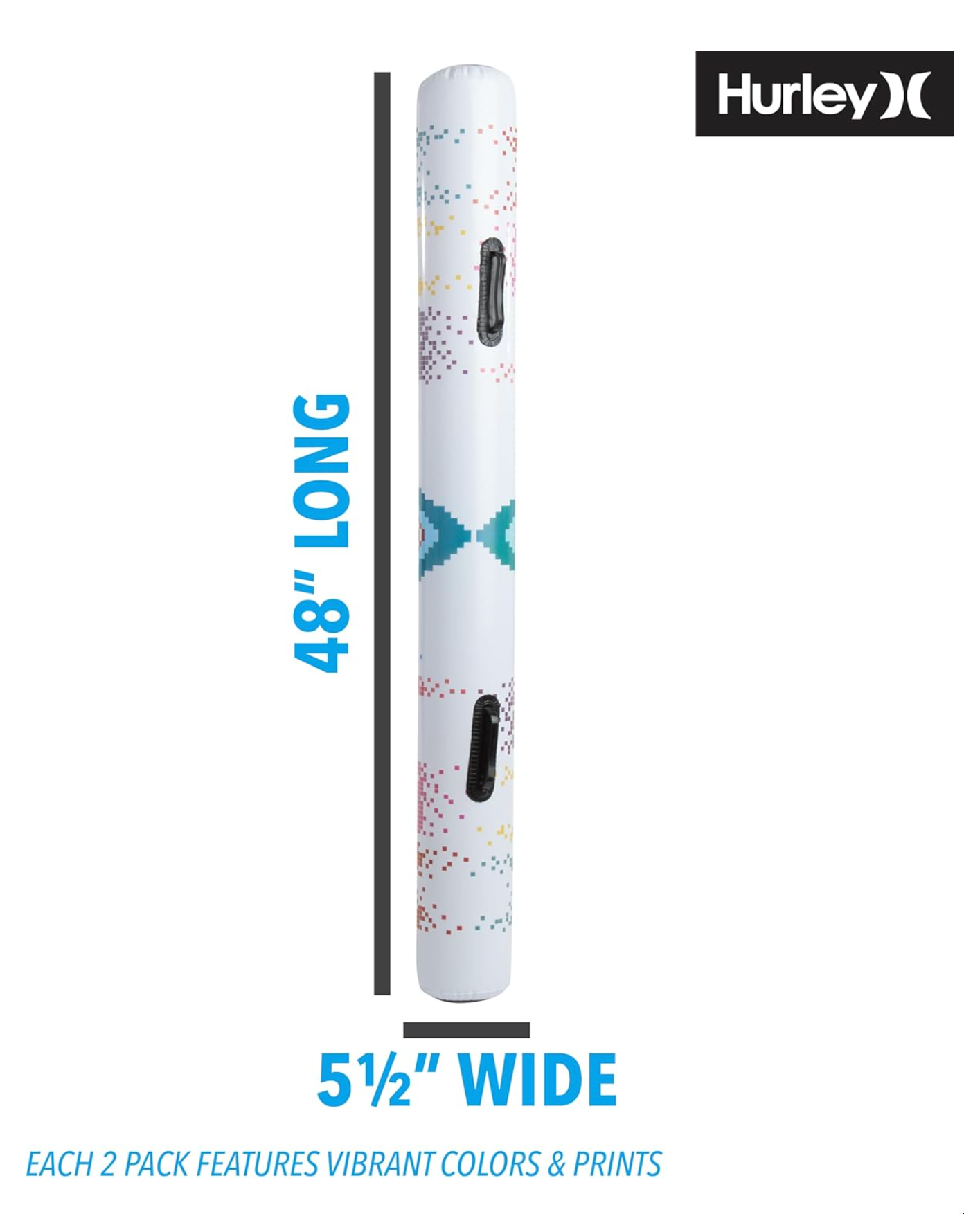 Hurley Inflatable Swim Noodle - 2 Pack Blow Up Swimming Pool Floats - Inflatable Pool Noodles Beach Accessories for Kids