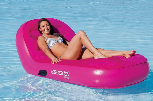 Airhead Sun Comfort Cool Suede Chaise Lounge, Pool Float - Pink