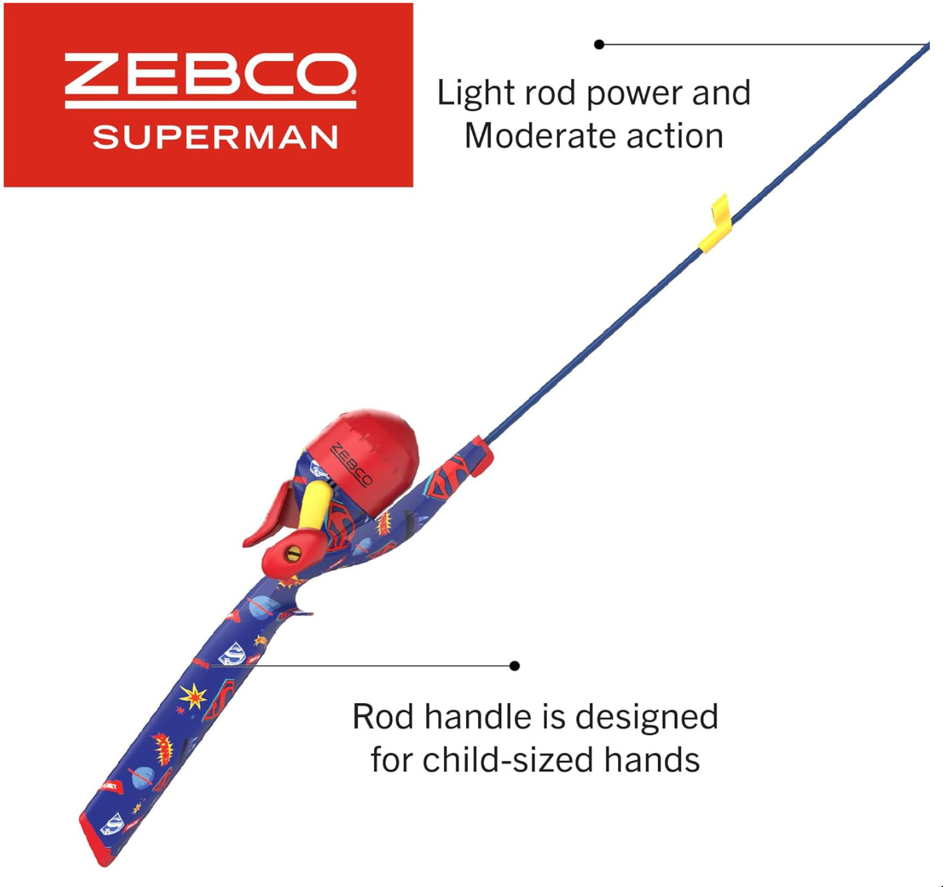 Zebco Youth Superman Floating Spincast Reel and Fishing Rod Combo