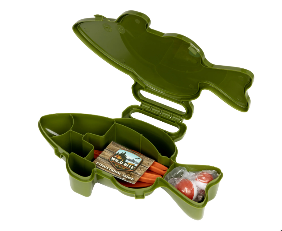 Flambeau Outdoors, Wild Bite Bass 25 Piece Kids Tackle Box Kit, Fishing Tackle Box