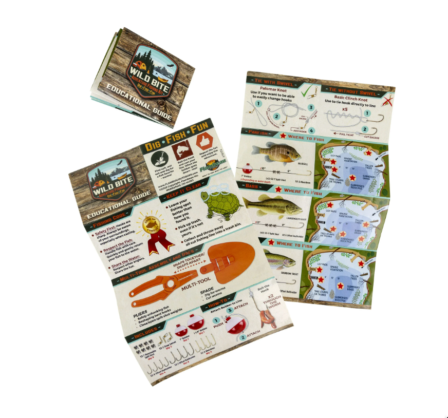 Flambeau Outdoors, Wild Bite Bass 25 Piece Kids Tackle Box Kit, Fishing Tackle Box