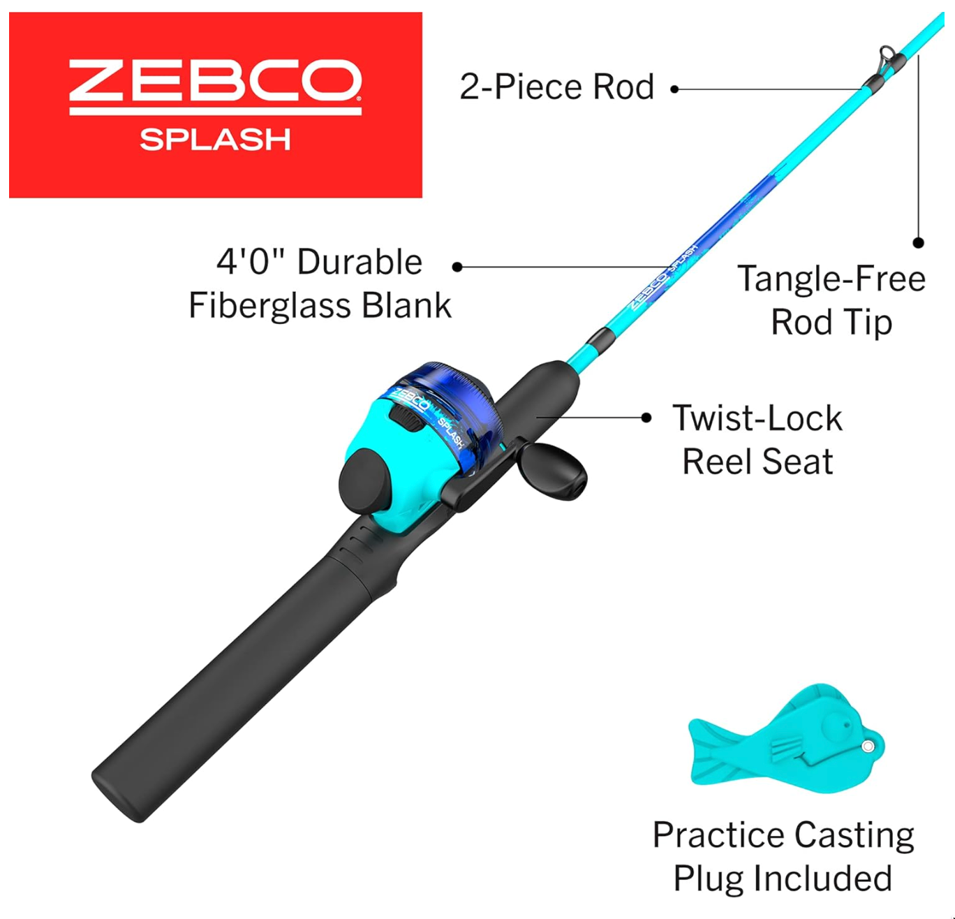 Splash Jr. Blue 4'0" Medium-Light Spincast Combo