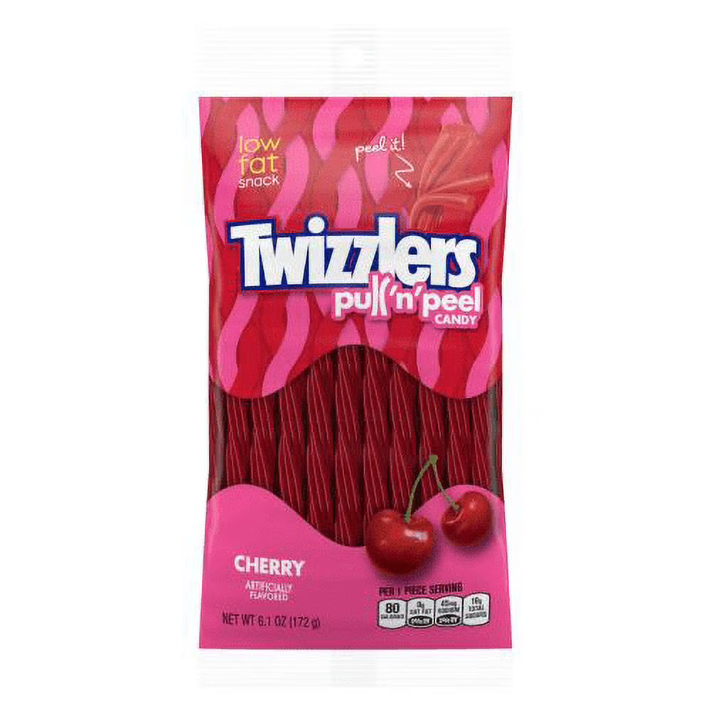 TWIZZLERS Pull 'n' Peel Licorice Candy, Cherry, 6.1 Ounce