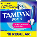 Tampax Pearl Tampons, with LeakGuard Braid, Regular Absorbency, Unscented, 18 Count