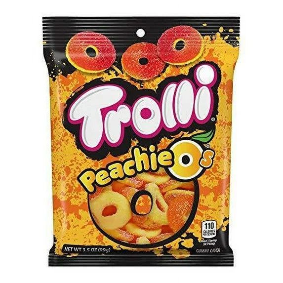 Trolli Peachie O's Sour Gummy Rings Candy, 4.25 Ounce