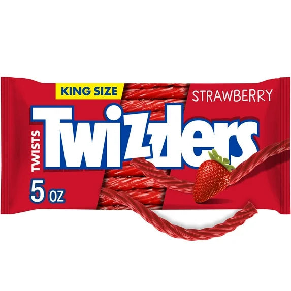 Twizzlers Twists Strawberry Flavored King Size Licorice Style Candy, Bag 5 oz