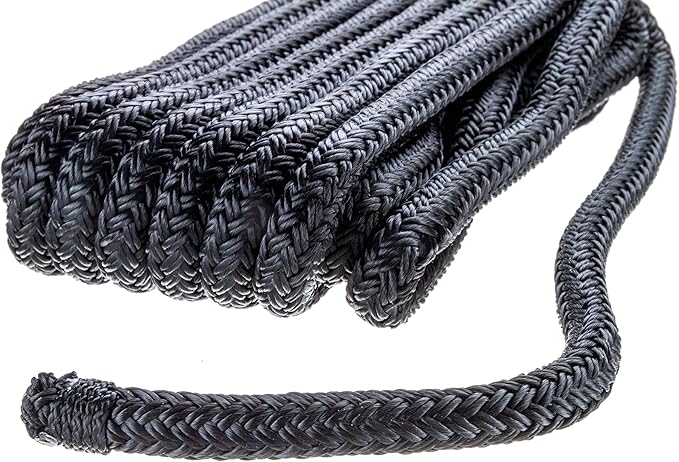 Seachoice Premium Double Braided Nylon Tie Down Cap, Black, 3/8" x 15'