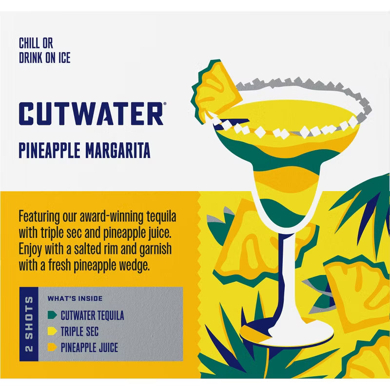 Cutwater Tequila Pineapple Margarita 4 pack 12 fl oz Aluminum Cans 12.5% ABV