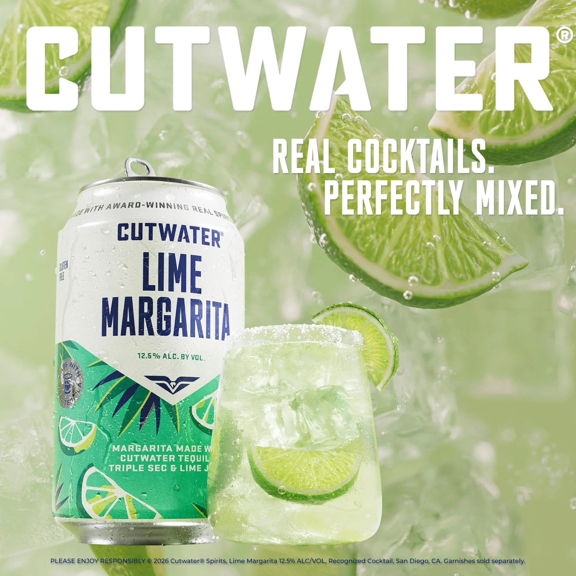 Cutwater Spirits Tequila Lime Margarita, 12 fl. oz. Aluminum Cans, 12.5% ABV