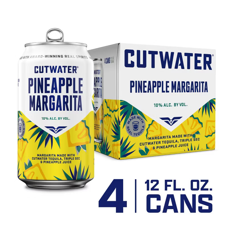 Cutwater Tequila Pineapple Margarita 4 pack 12 fl oz Aluminum Cans 12.5% ABV