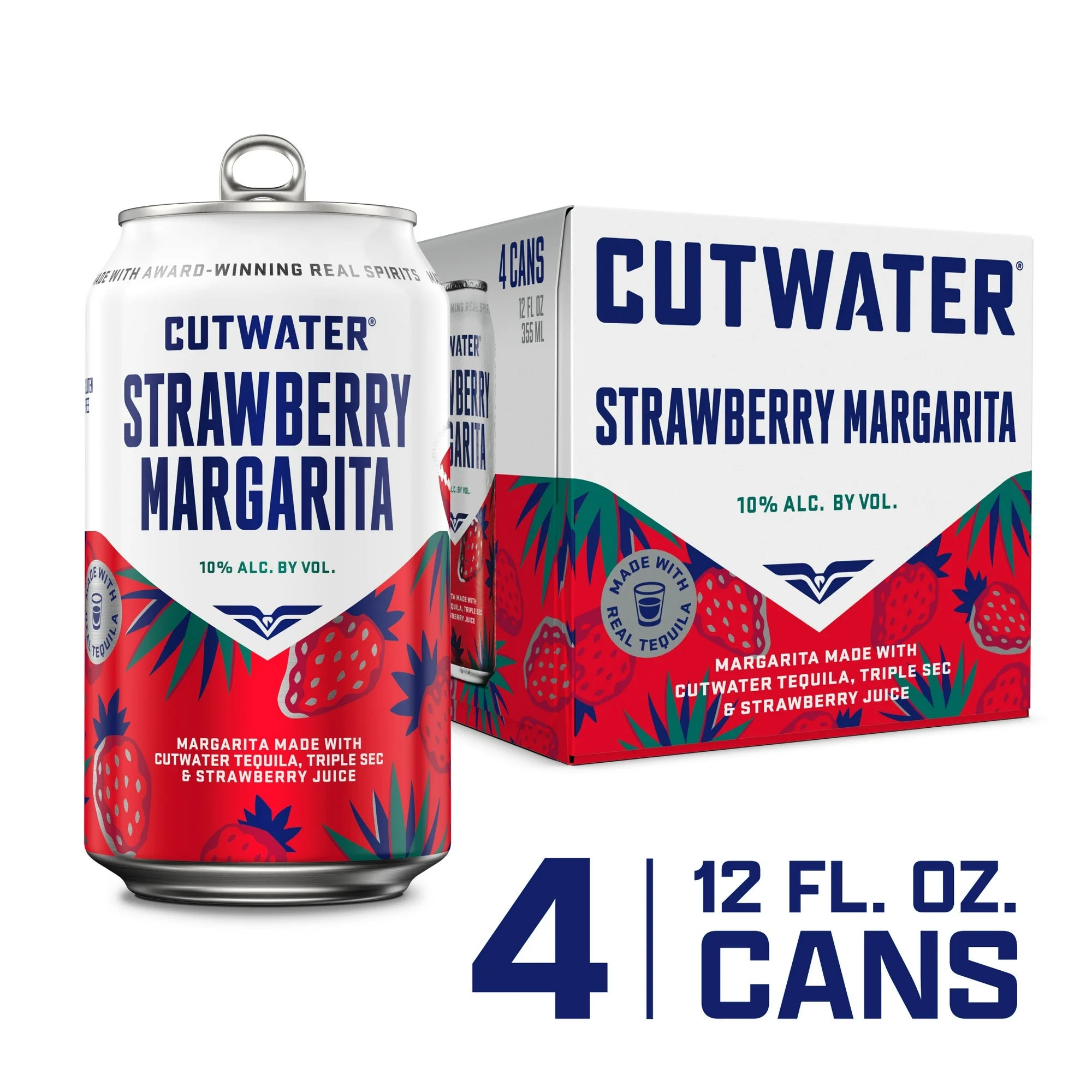 Cutwater Tequila Strawberry Margarita 4 pack 12 fl oz Aluminum Cans 12.5% ABV