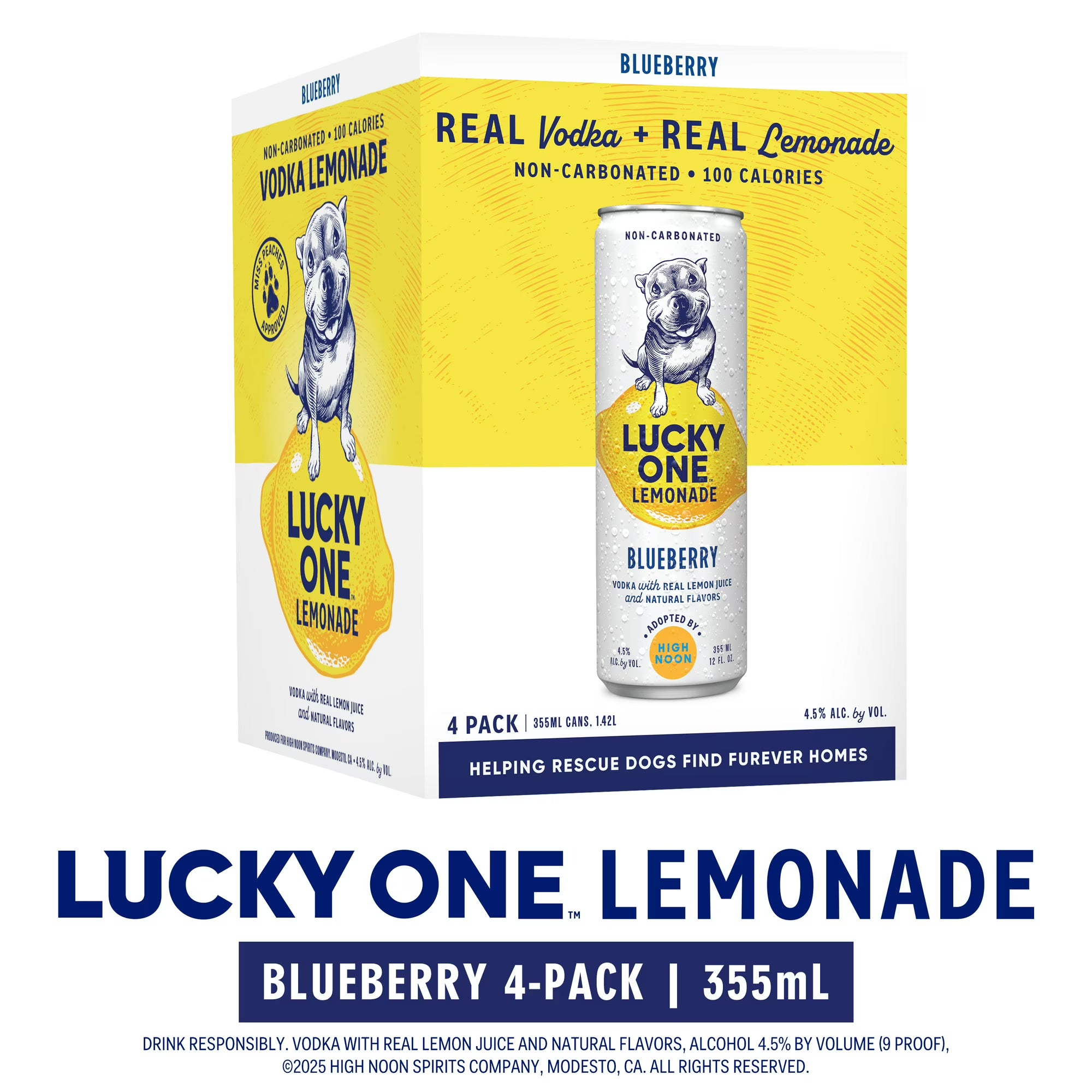 Lucky One Blueberry Vodka Lemonade, 4 Pack, 12 fl oz Single Serve Cans, 355ml Serving Size (Copy)