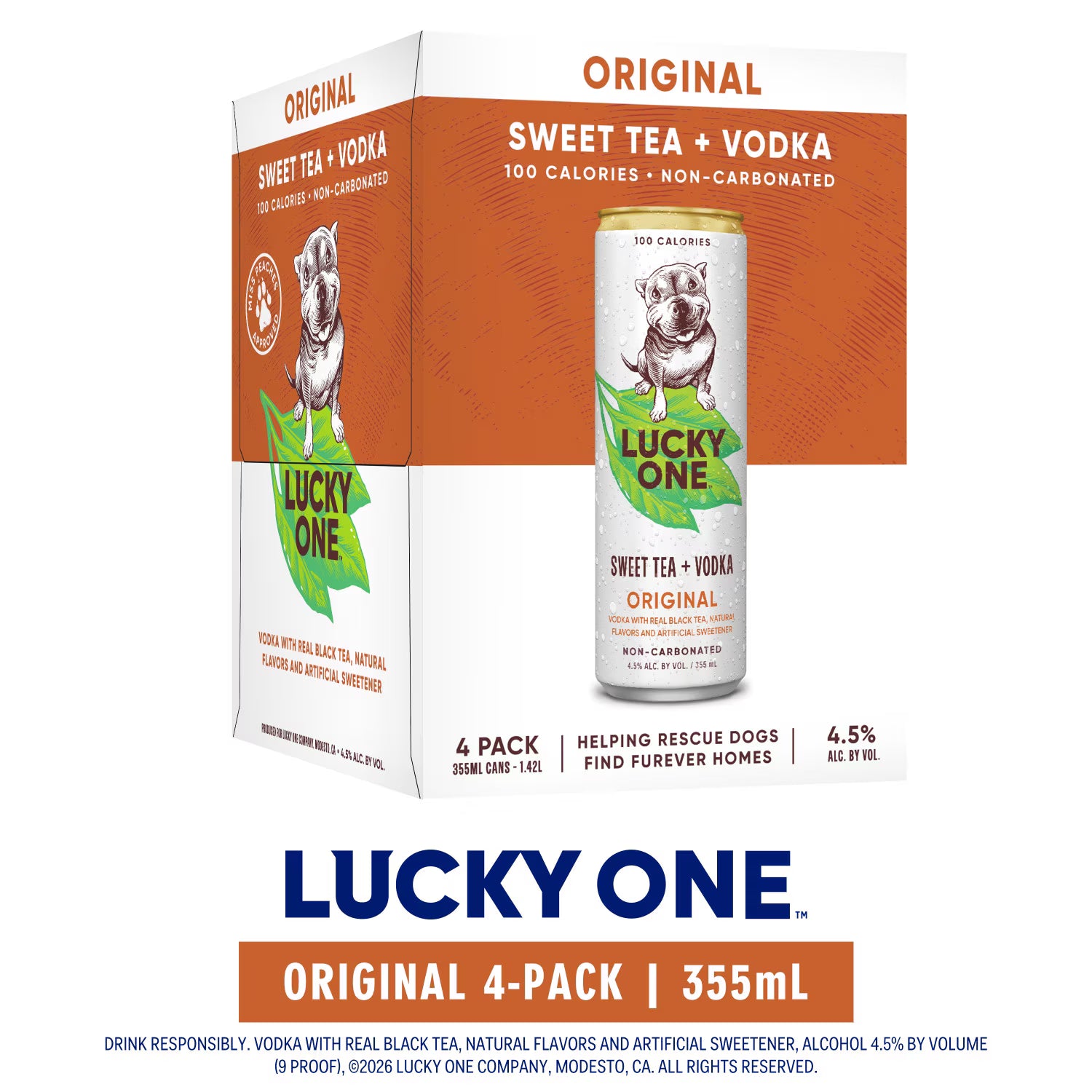 Lucky One Original Sweet Tea and Vodka, 4 pack, 12 fl oz Cans, 4.5% ABV