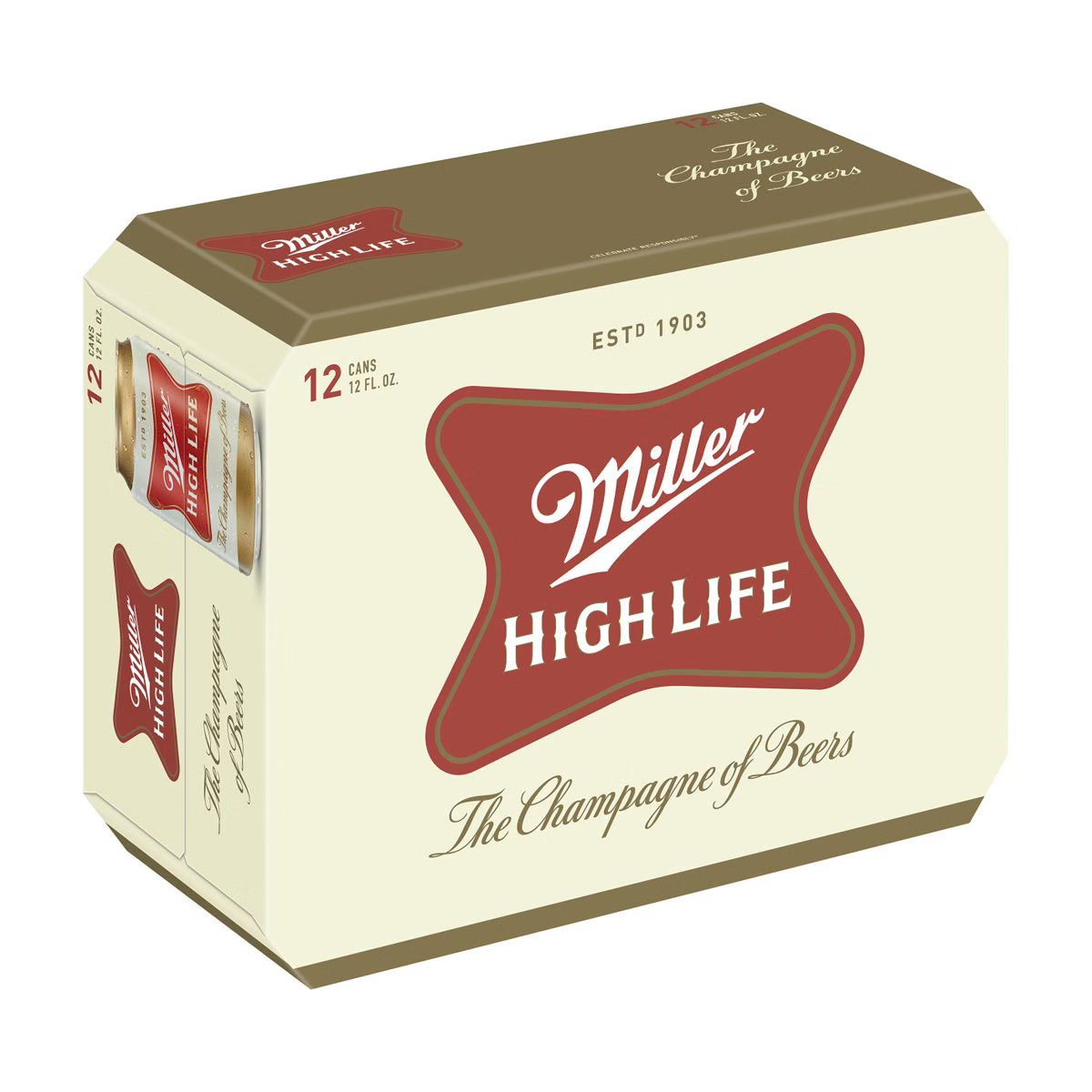 Miller High Life American Lager Beer, 12 fl oz cans, 12 pk