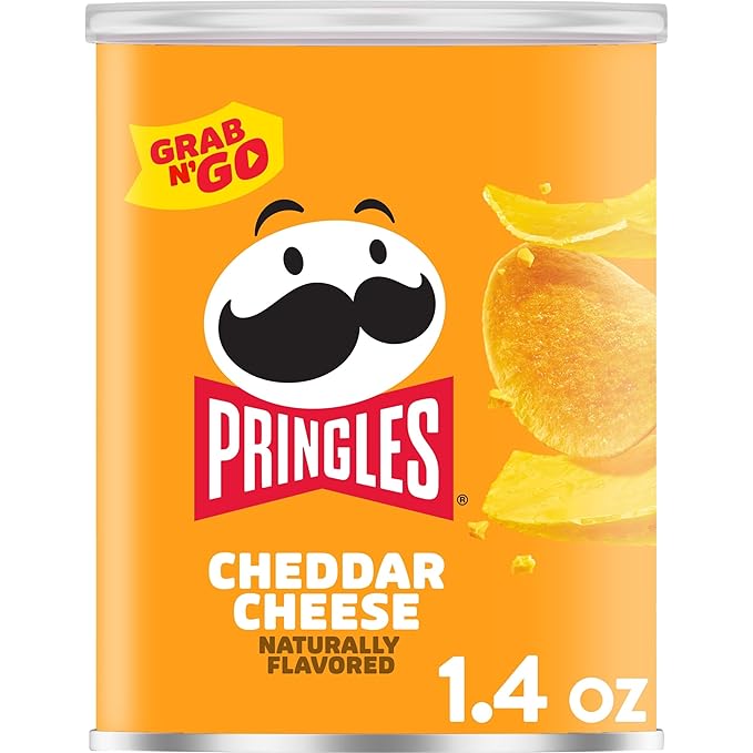 Pringles Potato Crisps Chips, Cheddar Cheese, 1.4oz Can (1 Can)